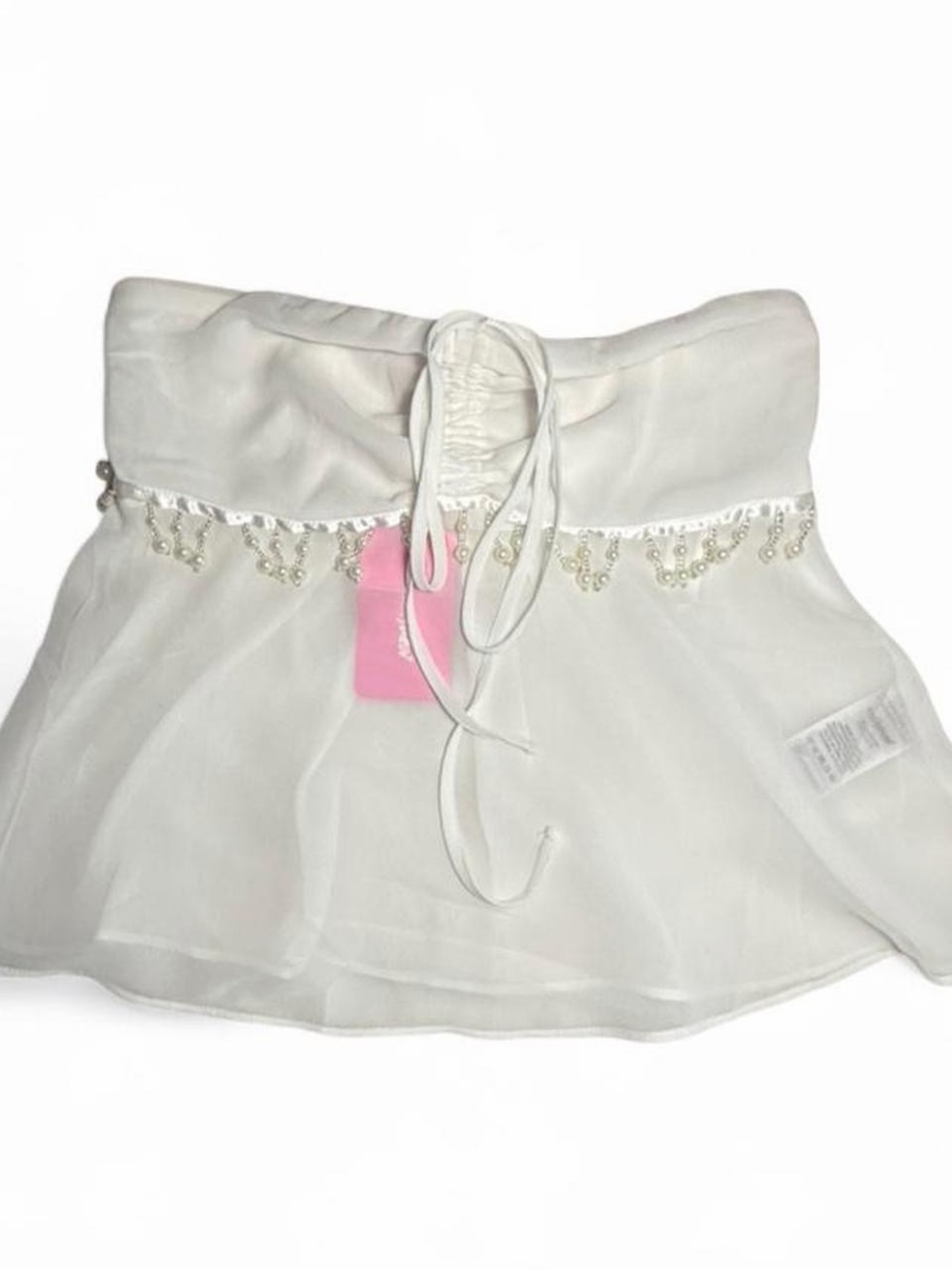 Edikted White Beaded Babydoll Tube Top